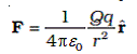 Force F exerted by a charge Q on a charge q