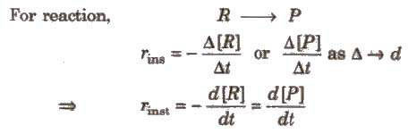 Instantaneous Rate of Reaction