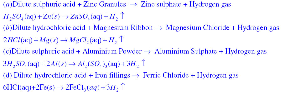 Write word equations and then balanced equations for the reaction taking