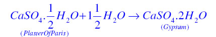 Write an equation to show the reaction between Plaster of Paris and